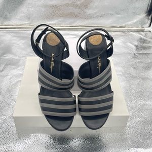 Salvatore Ferragamo Diandra Dual-Tone Block Heel Sandals